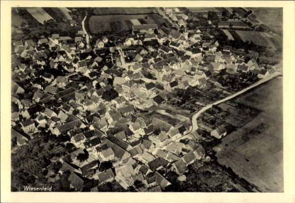 Postcard Wiesenfeld Karlstadt am Main Lower Franconia, aerial photograph