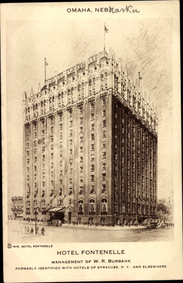 Ansichtkaart Omaha Nebraska USA, Hotel Fontenelle