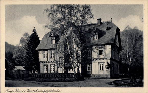Ak Kurort Hartha Hintergersdorf Tharandt im Erzgebirge, Neues Haus (Verwaltungsgebäude), histo...