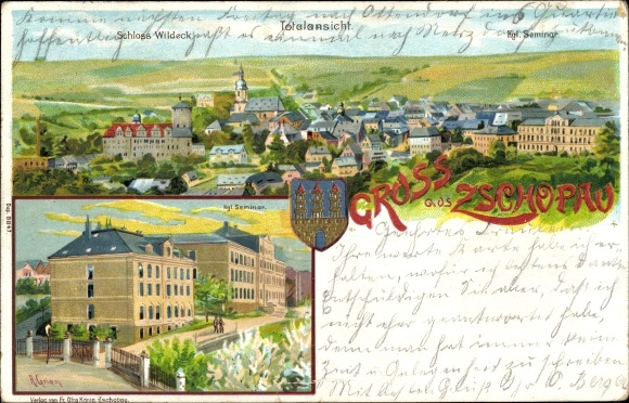 Litho Zschopau Erzgebirge, Seminar, Ort, Schloß