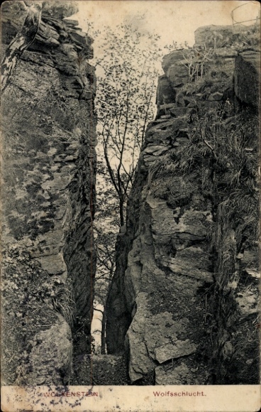 Ak Wolkenstein Erzgebirge, Blick in die Wolfsschlucht