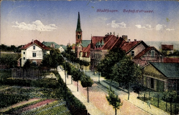 Postcard Stadthagen in Lower Saxony, Bahnhofstraße