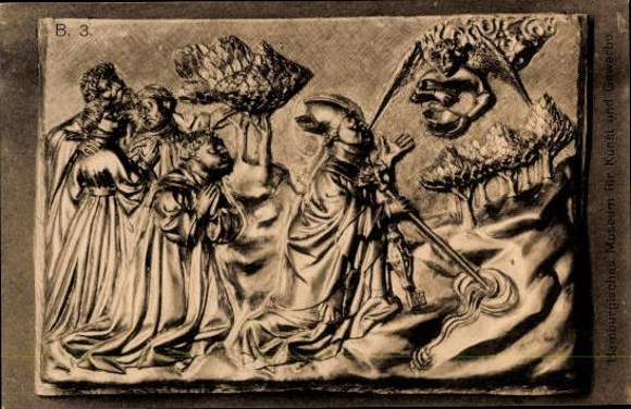14 Postcard pieces of furniture, figures and wall hangings made of metal, Hamburg Museum of Arts and Crafts