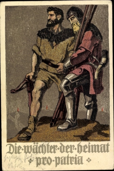 Ganzsachen Künstler Ak Schweizer Bundesfeier 1910, Die Wächter der Heimat, Pro Patria, Tell