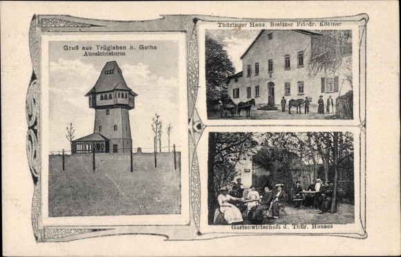 Ak Trügleben Hörsel in Thüringen, Aussichtsturm, Freundwarte, Gasthaus Thüringer Haus