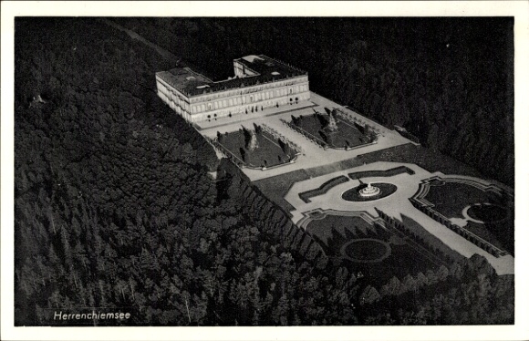Postcard Herrenchiemsee Herreninsel Chiemsee Upper Bavaria, castle, aerial photograph
