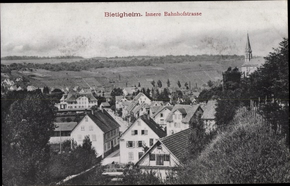 Ansichtkaart Bietigheim in Württemberg, gedeeltelijk zicht, binnenste Bahnhofstrasse