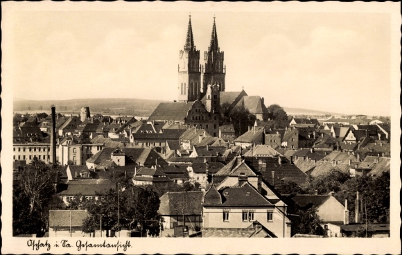 Ak Oschatz in Sachsen, Gesamtansicht, St. Aegidien Kirche
