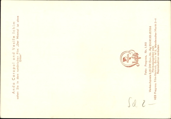 Postcard actors Anda Caropol and Vasile Ichim, Romania