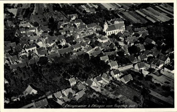 Postcard Ettlingenweier Ettlingen in Baden, aerial photograph