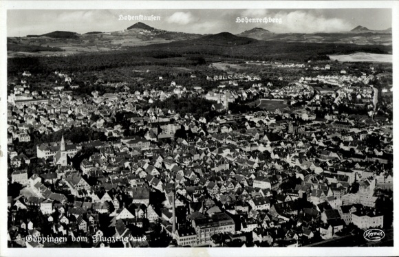 Postcard Hohenstaufen Göppingen in Württemberg, aerial photograph of Hohenstaufen, Hohenrechberg