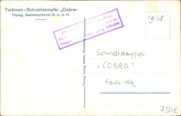 PC HAPAG steamer Cobra, seaside resort service