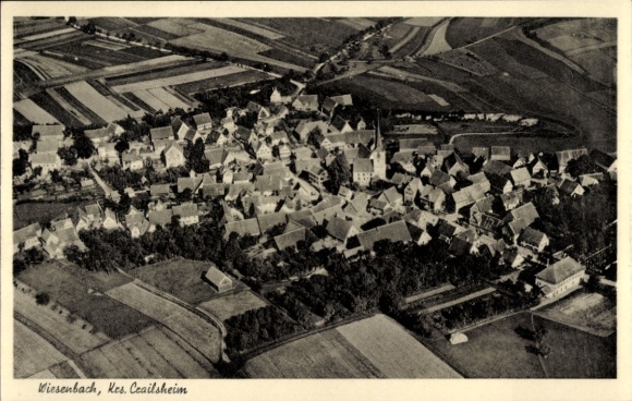 Postcard Wiesenbach Blaufelden in Württemberg, aerial photograph