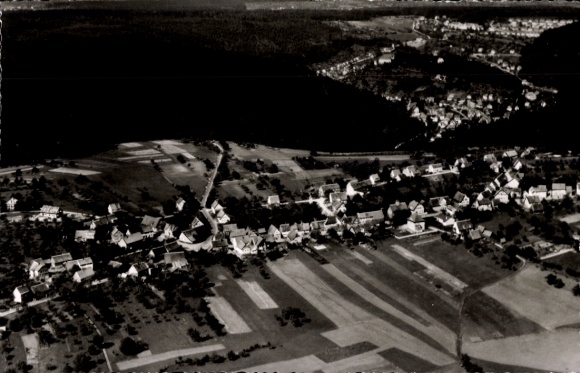 Postcard Waldrennach Neuenbürg an der Enz Black Forest, aerial photograph of a village, Waldrennach, fields, H