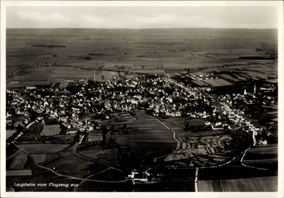 Postcard Laupheim in Upper Swabia, aerial photograph of the town