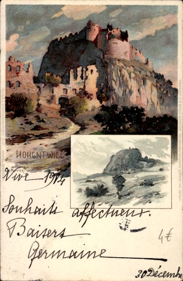 Artist Chromo-Litho Mutter, K., Singen Hohentwiel, castle ruins