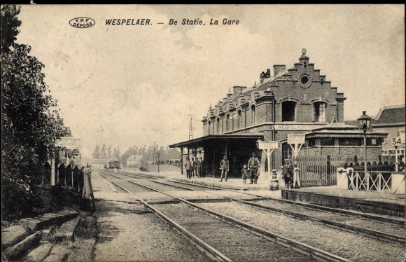 Ak Wespelaar Wespelaer Haecht Haacht Vlaams Brabant Vlaanderen, De Statie, La Gare