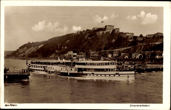 Ak Ehrenbreitstein Koblenz, Salondampfer Vaterland, Köln Düsseldorfer Rheinschifffahrt