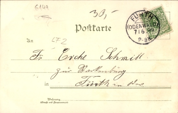 Chromo-Litho Weschnitz Fürth in the Odenwald, Erbacher Hof Inn, Panorama, Kahlberg, Kapellenberg