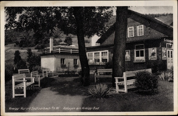 Postcard Stutzerbach in the Ilm district of Thuringia, facilities at the Kneipp bath