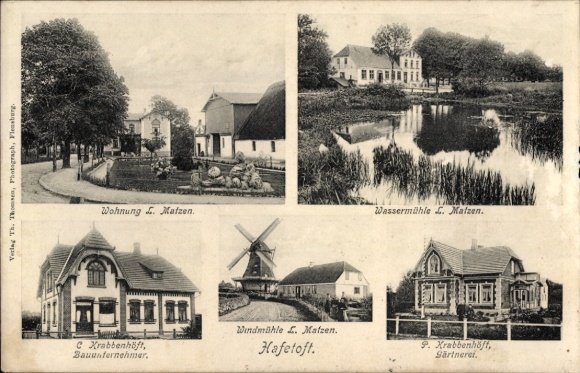 PC Havetoft in Fishing, Krabbenhöft nursery, Matzen windmill, apartment, water mill