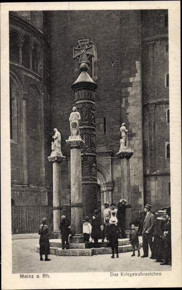 Ansichtkaart Mainz in Rijnland-Palts, het oorlogsmonument, IJzeren Kruis