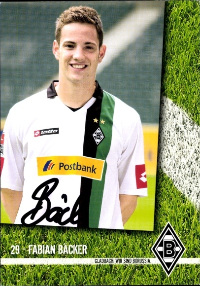 Autogrammkarte Fußballer Fabian Bäcker, Borussia Mönchengladbach, Autogramm