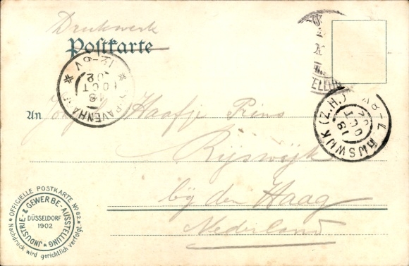 Postcard Düsseldorf, Trade Exhibition 1902, German Concrete Association, Kunstpalast