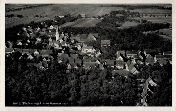 Postcard Zell unter Aichelberg Württemberg, aerial photograph