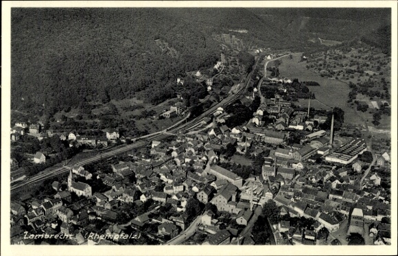 Postcard Lambrecht in der Pfalz, aerial photograph