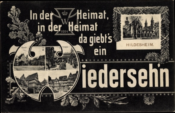 Passepartout Ak Hildesheim in Niedersachsen, Dom, Marktplatz, Kreuzgang, Pfeilerhaus, Andreashaus