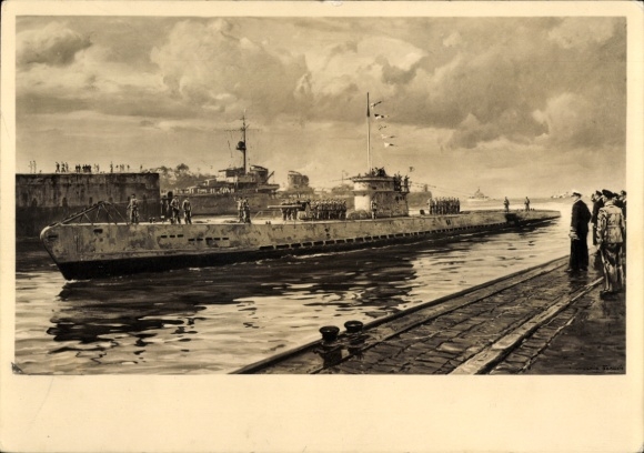 Artysta KP Bergen, Claus, Powrót z misji bojowej, HDK 121, U-boot typu IXA U 37, Kriegsmarine