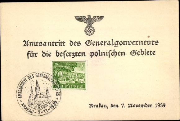KP Kraków Kraków Polska, inauguracja Generalnego Gubernatora na okupowane ziemie polskie w 1939 r