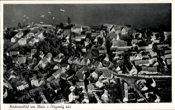 Postcard Niederwalluf Walluf am Rhein, aerial photograph