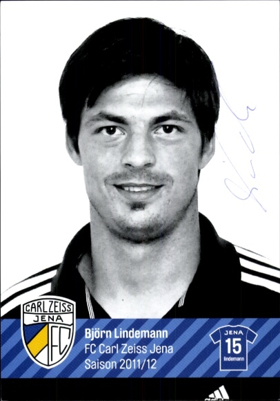 Autogrammkarte Fußballer Björn Lindemann, FC Carl Zeiss Jena, Autogramm