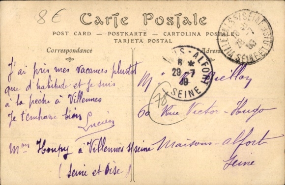 Postcard Villennes sur Seine Yvelines, Rives du Petit Bras