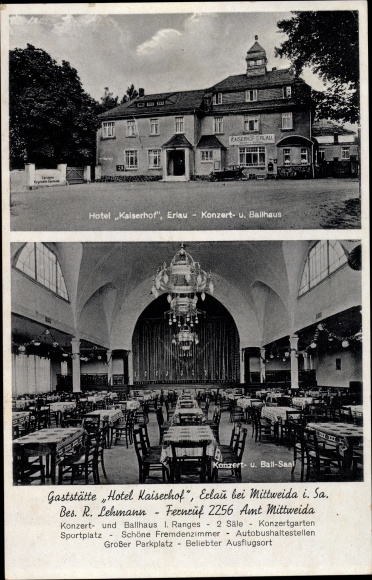Ak Erlau in Sachsen, Gaststätte Hotel Kaiserhof, Inh. R. Lehmann