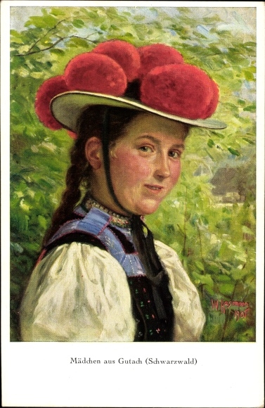 Artist PC Hasemann, W., girl in folk costume from the Black Forest, Gutach