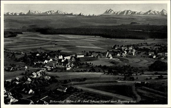 Ak Birkendorf im Schwarzwald Baden Württemberg, Panoramablick von  Schwarzwald, Flugzeugaufnahme