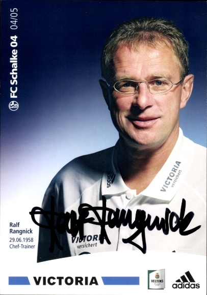 Karta autografu głównego trenera Ralf Rangnick, FC Schalke 04, autograf