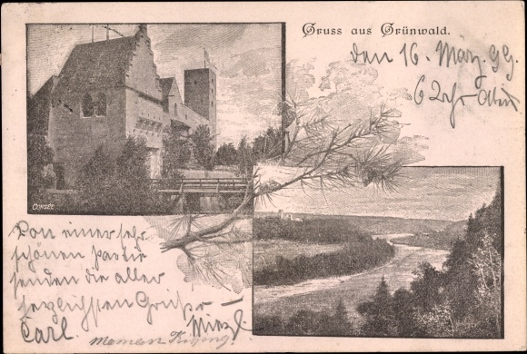 Passepartout PC Grünwald in the district of Munich Upper Bavaria, view of the castle