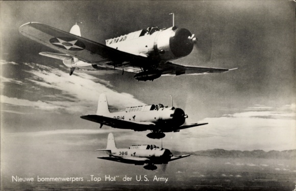 Postcard American military aircraft, New bomber Top Hat