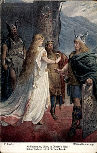 Künstler Ak Lecke, F., Götterdämmerung, 1. Aufzug, Willkommen, Gast, in Gibich's Haus
