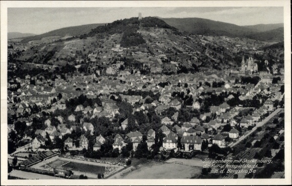 Postcard Heppenheim an der Bergstraße, aerial photograph, Starkenburg