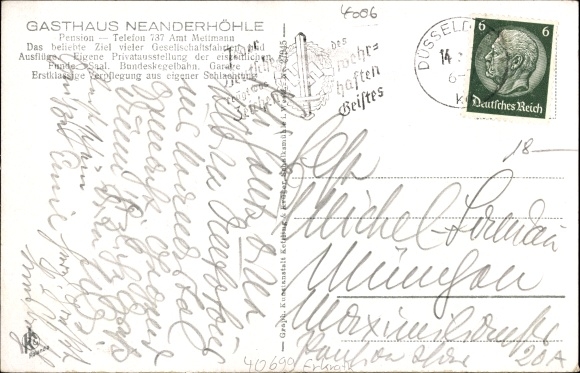 Postcard Erkrath in North Rhine-Westphalia, Düssel waterfall, Neander cave inn, Neandertal