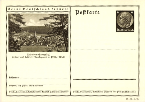 Postal stationery PC Rodalben in the Palatinate, long shot