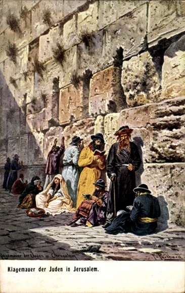 Postcard Jerusalem Israel, Wailing Wall, Jews, Wailing Wall of the Jews in Jerusalem