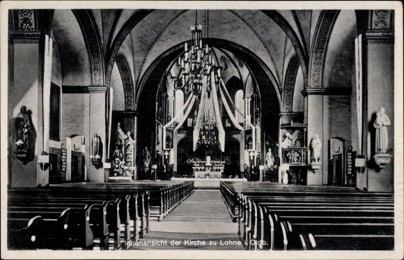 Ak Lohne im Oldenburger Münsterland, Innenansicht der Kirche, Liedanzeiger