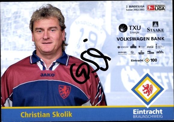 Autograph card team supervisor Christian Skolik, Eintracht Braunschweig, autograph