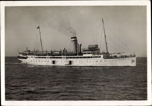 Postcard turbine express steamer Cobra, HAPAG Seebadedienst